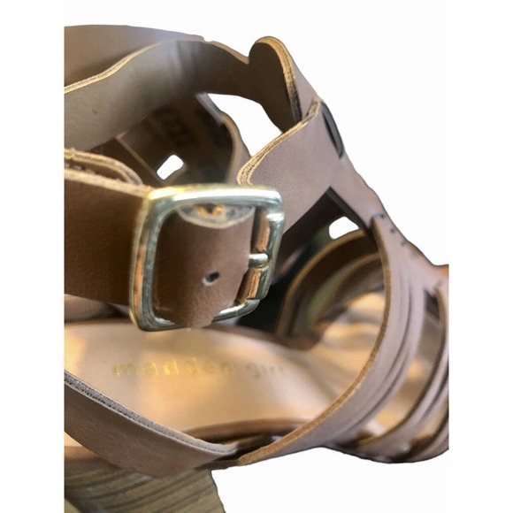 Madden Girl Reine Sandal Shoes Size 6.5‎ Brown Strappy Block Heel Huarache NEW - Picture 7 of 9
